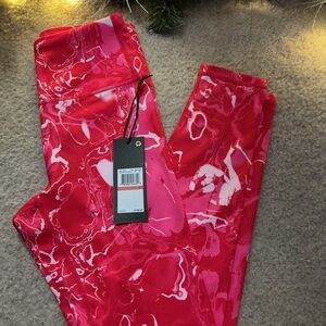 Fila Red and Pink Patterned Leggings retail $108